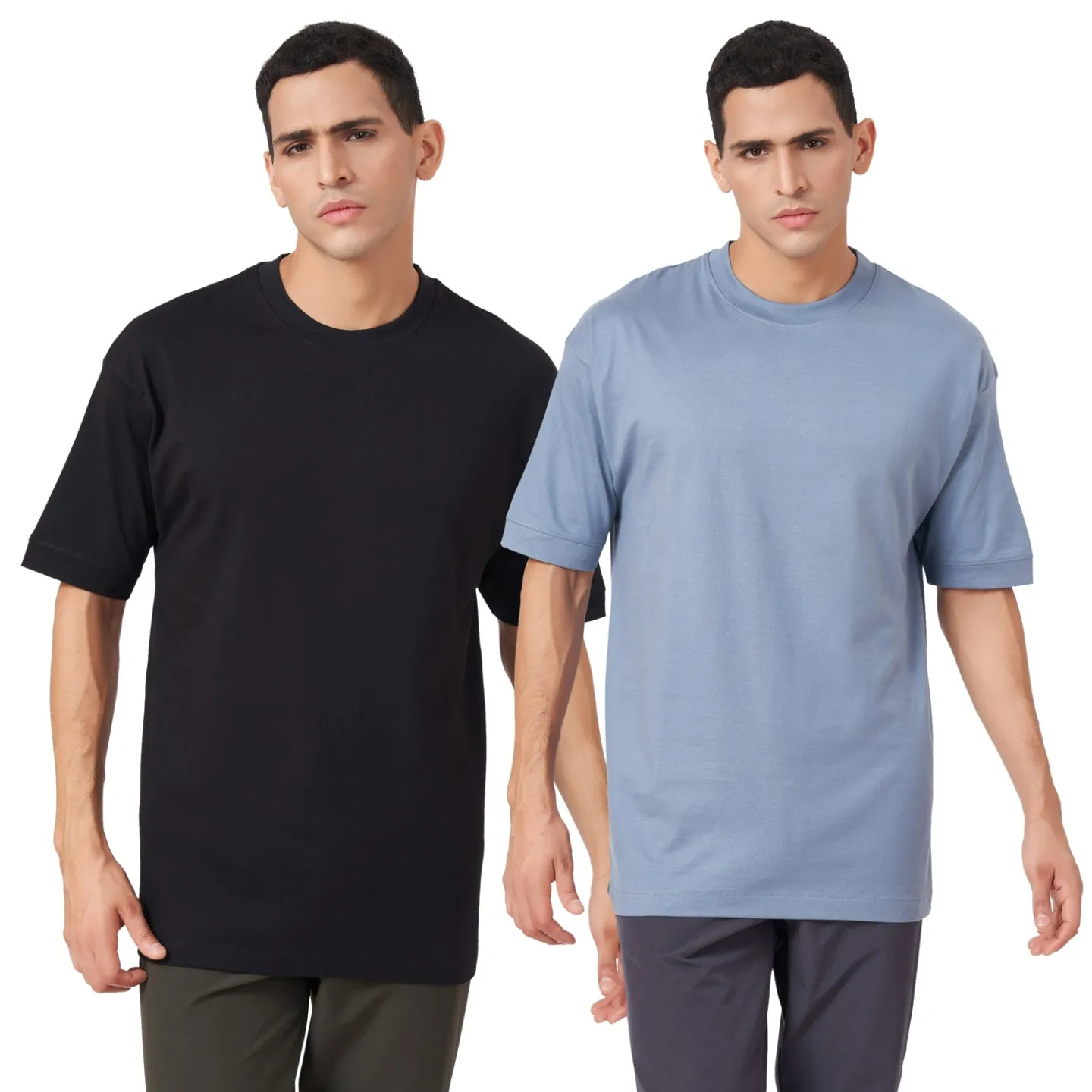 Solid Round Neck Oversized T-shirt Combo