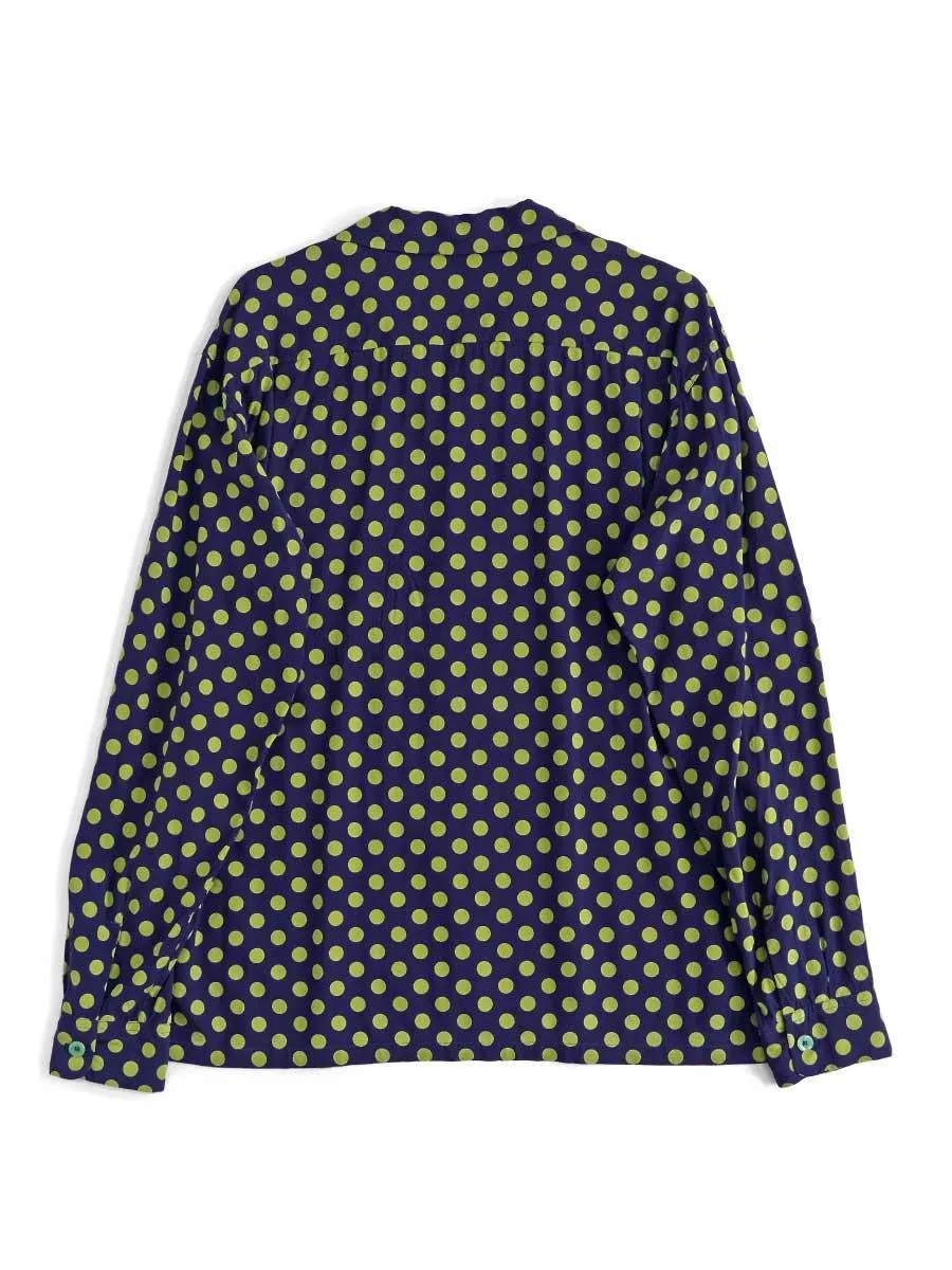 Sugarcane Star Of Hollywood Long Sleeve Polka Dot Open Collar Shirt