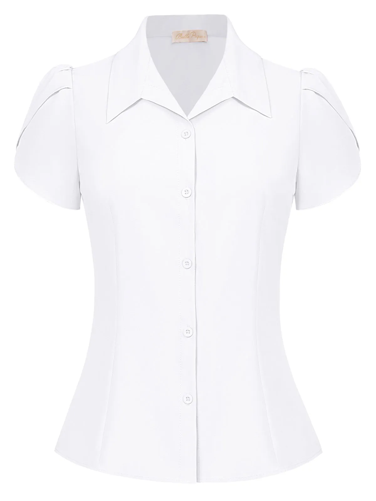 Summer Short Sleeve Button Down Blouse for Women V Neck Vintage Business Casual Shirts Tops