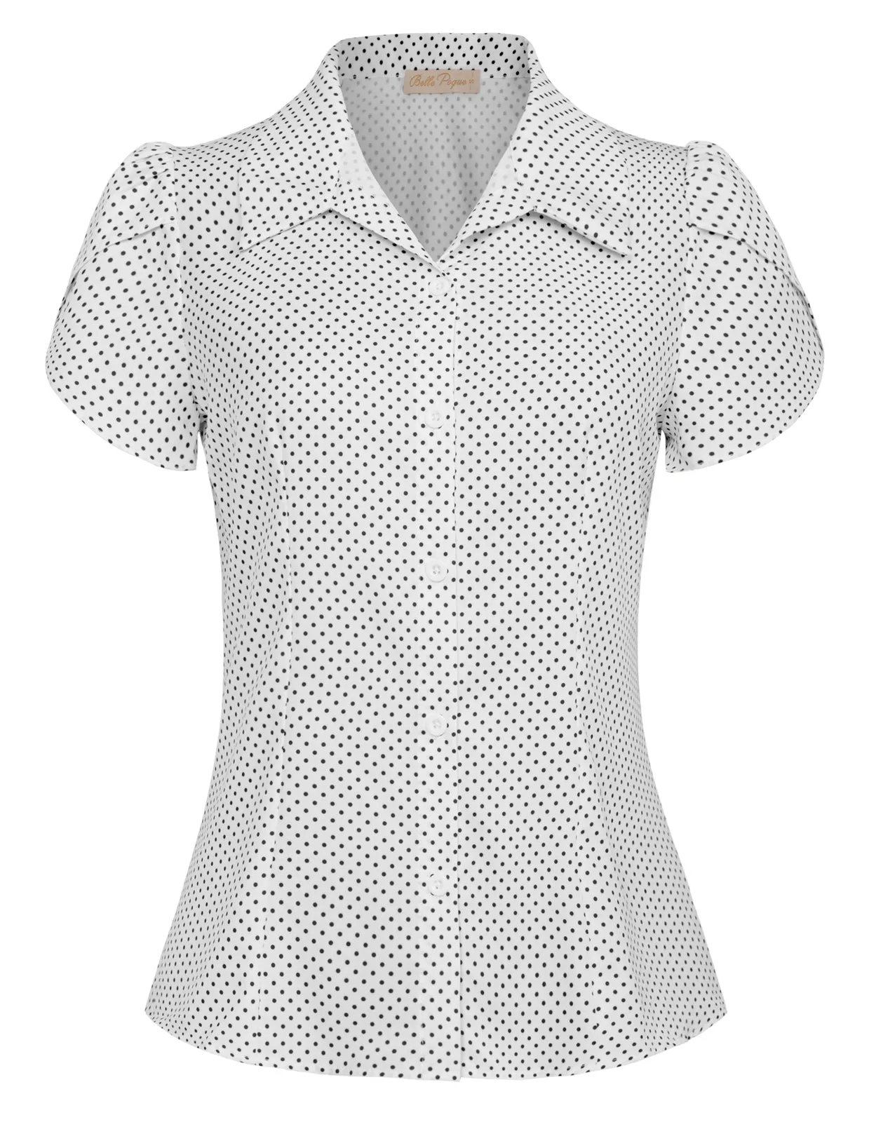 Summer Short Sleeve Button Down Blouse for Women V Neck Vintage Business Casual Shirts Tops