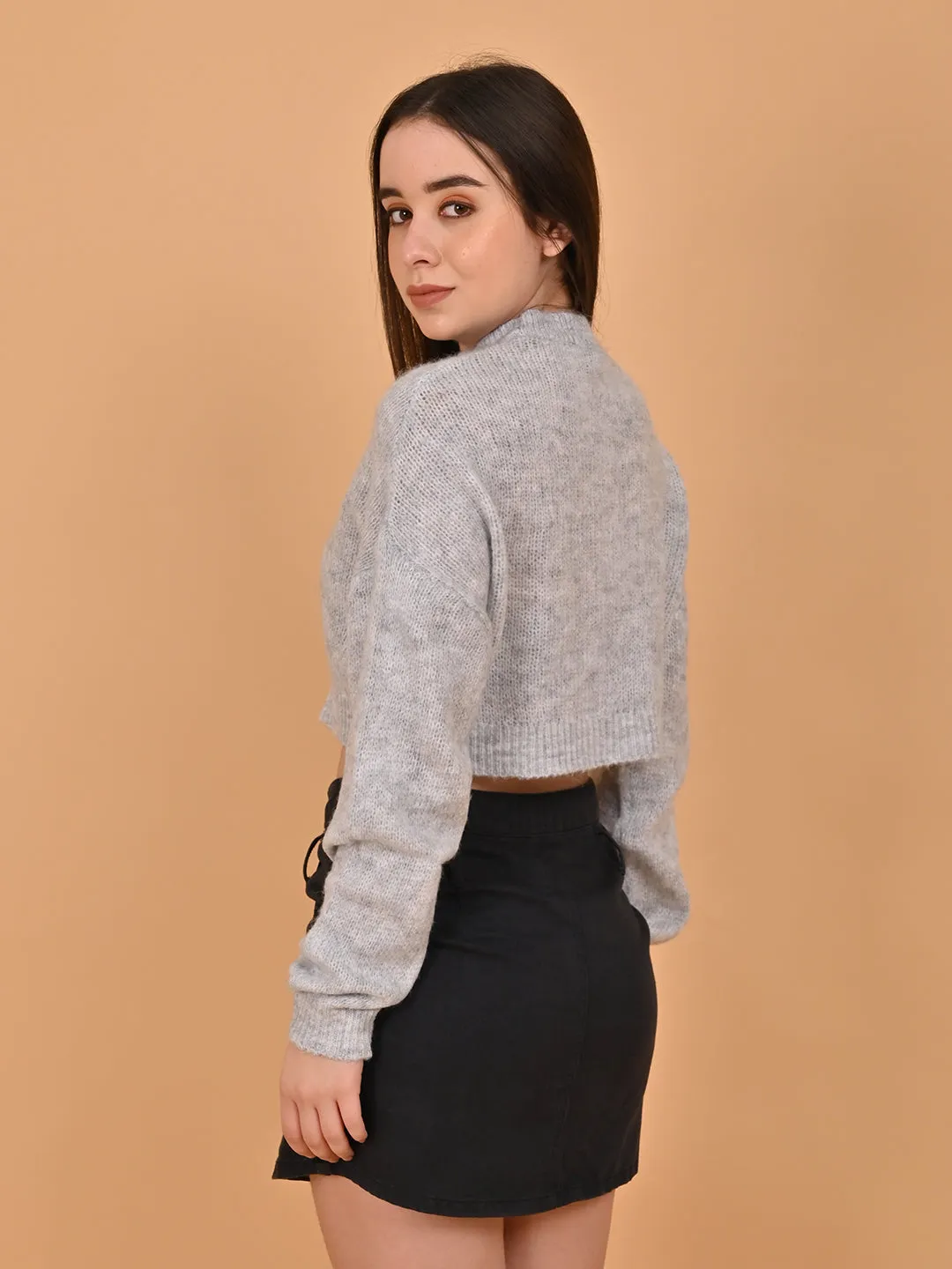 Women Grey Turtleneck Sweater